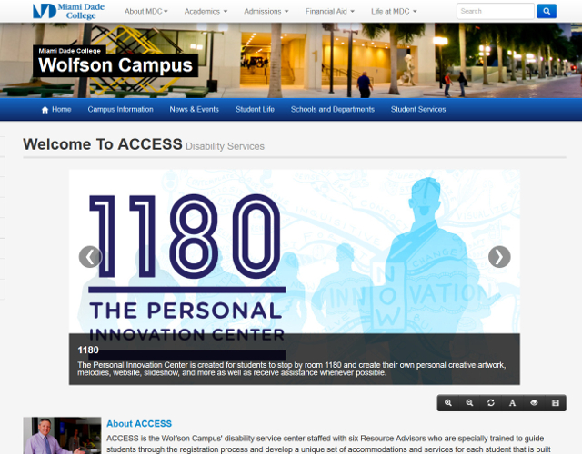 Screenshot of Miami Dade College ACCESS